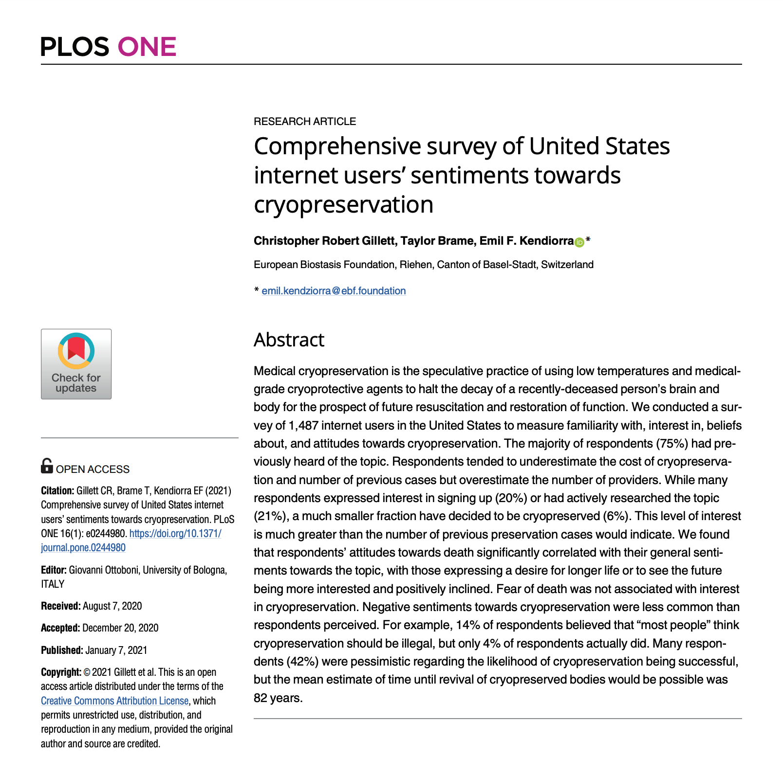 Surprising opportunity — Biostasis sentiment